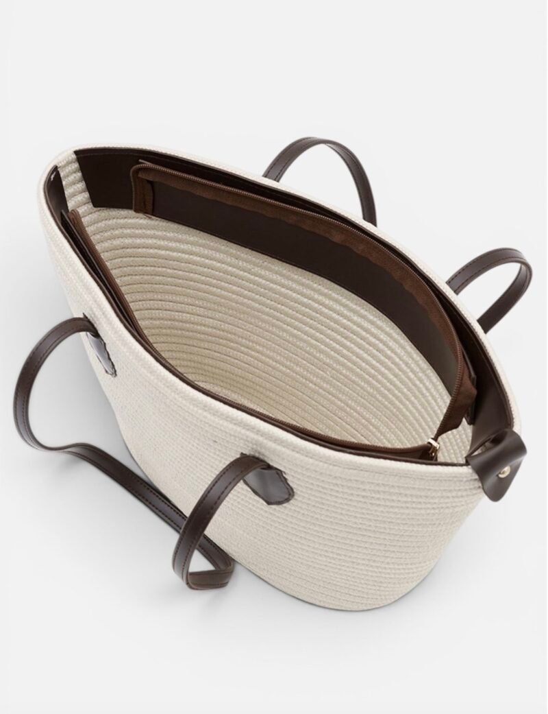 Viola White Wicker Bag