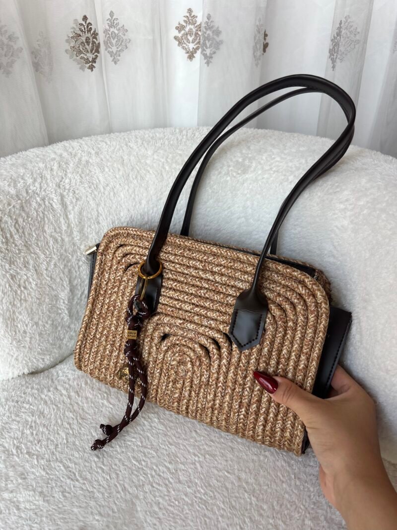 Sunny Brown Wicker Bag + Charm